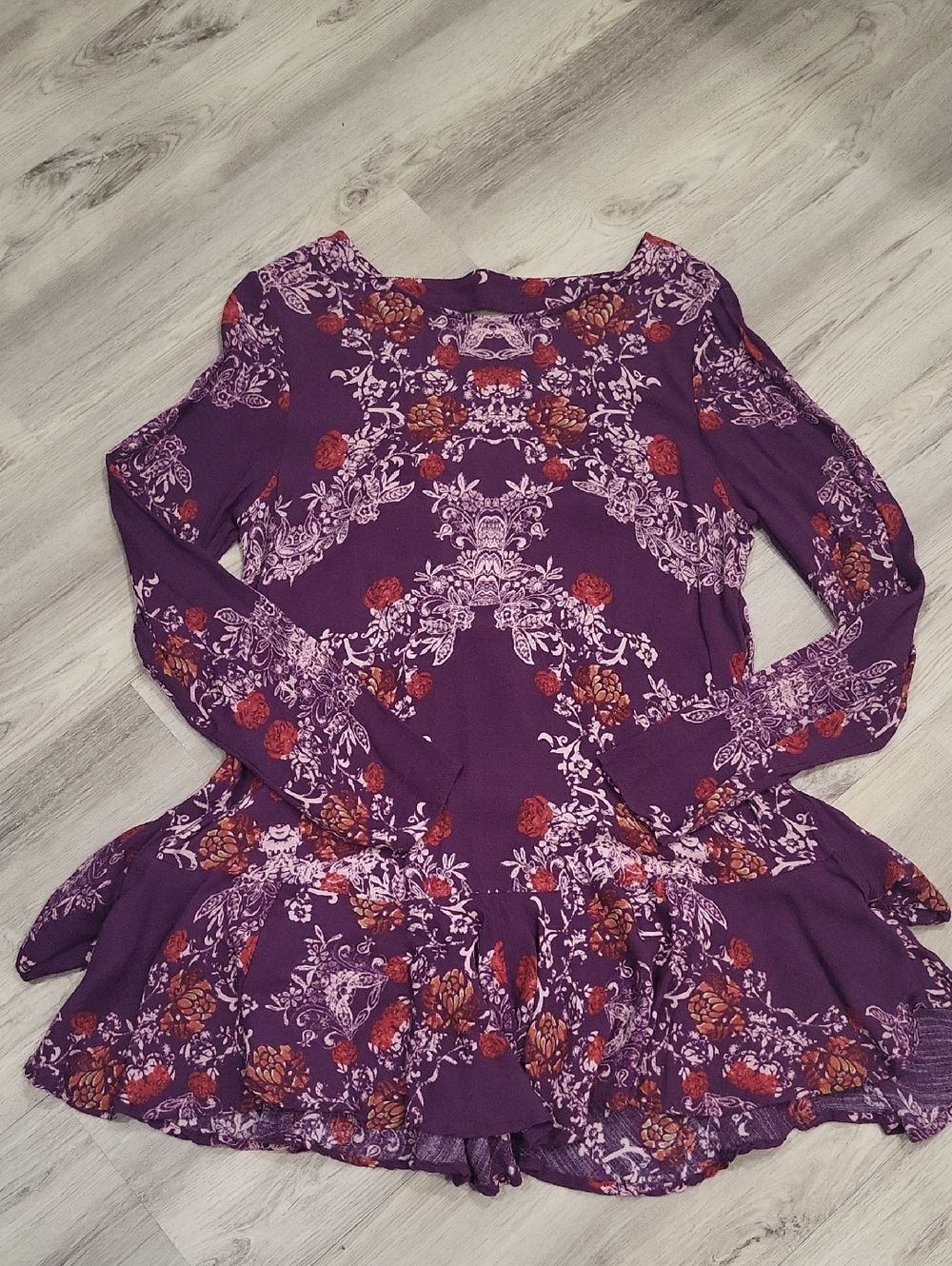 Free People Purple Floral Knit Top